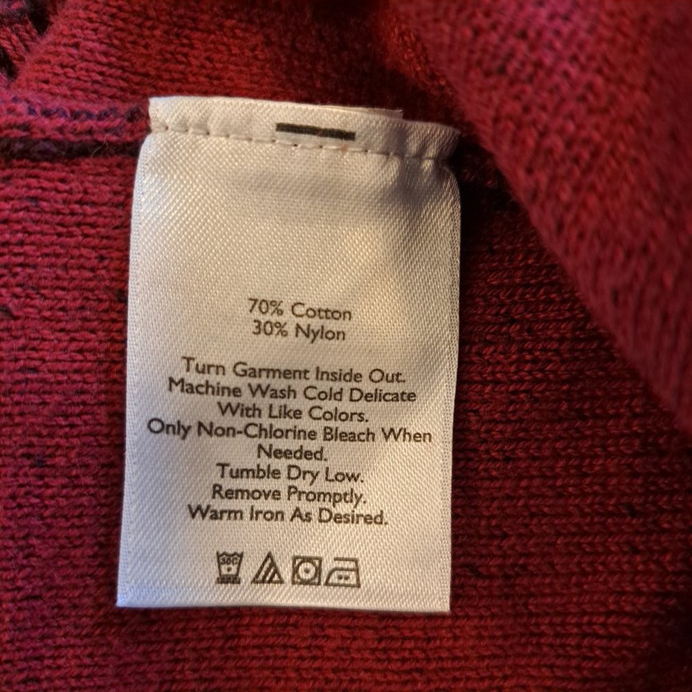 Eddie Bauer Chunky Burgundy Red Hooded Sweater Size Small - Picture 7 of 7
